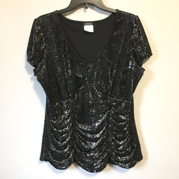 Vintage Tops - Y2K Vintage Velvet Victorian Vampire Silvery Draped Top